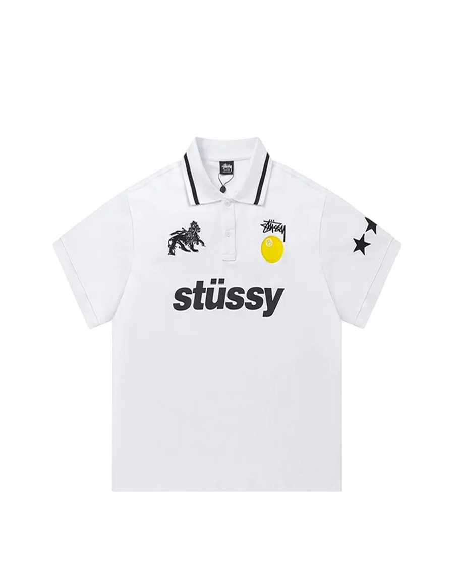 STUSSY Football Polo T-Shirt White