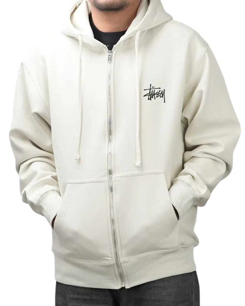 Stussy Basic Zip Hoodie White