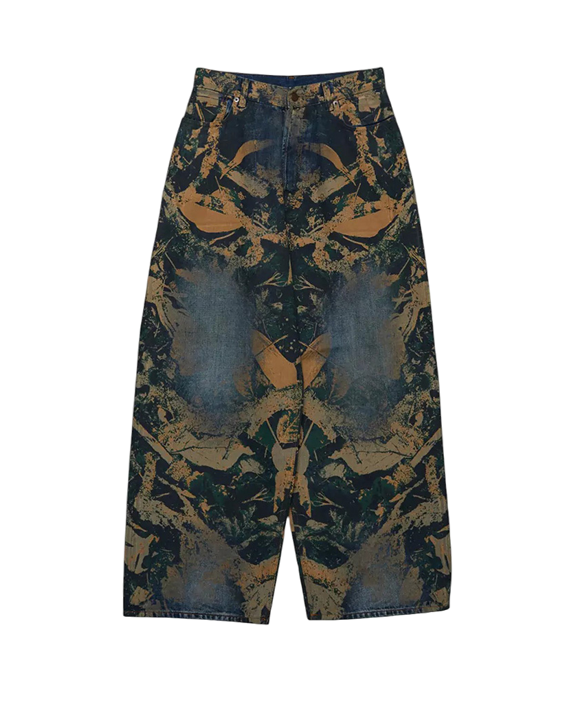 Acne Studios Printed Denim Wide Jeans Mossy Oak