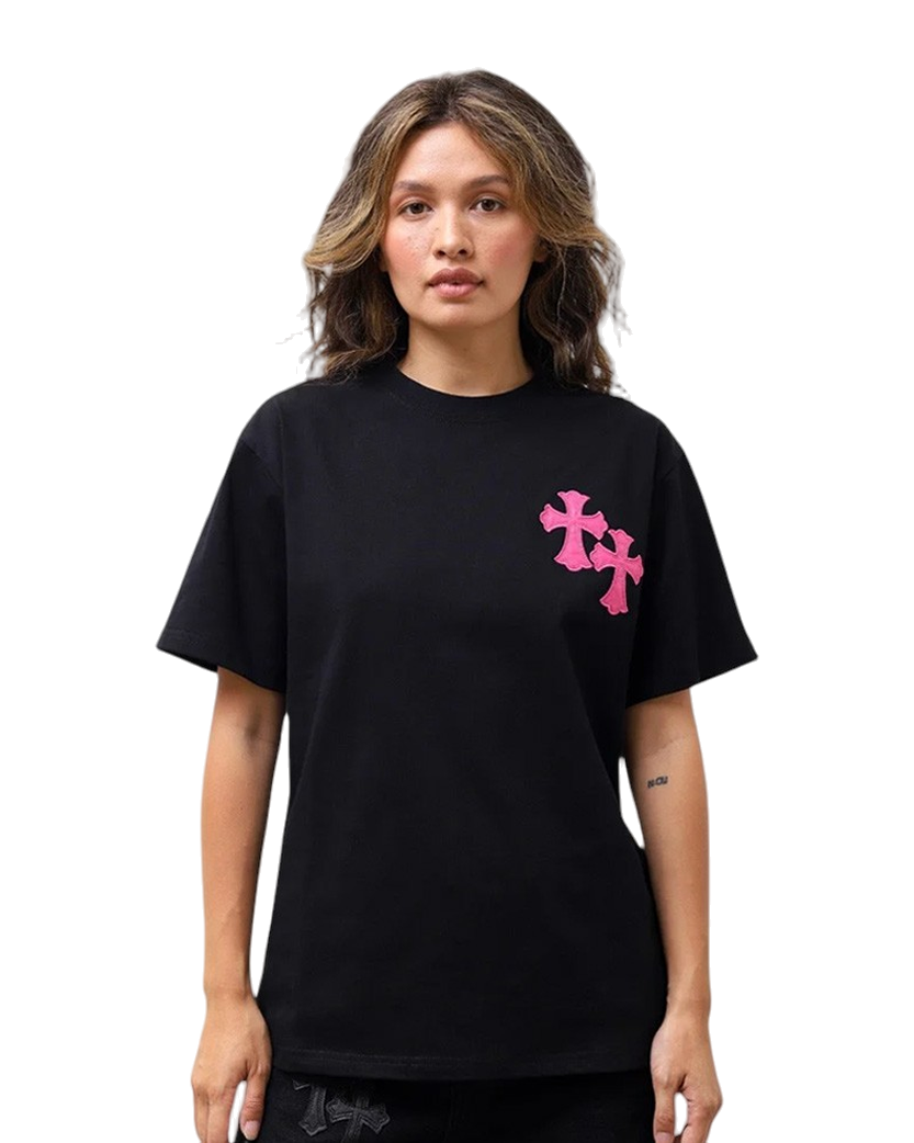 Chrome Hearts T-Shirt Black With Pink Logo CH109-BK