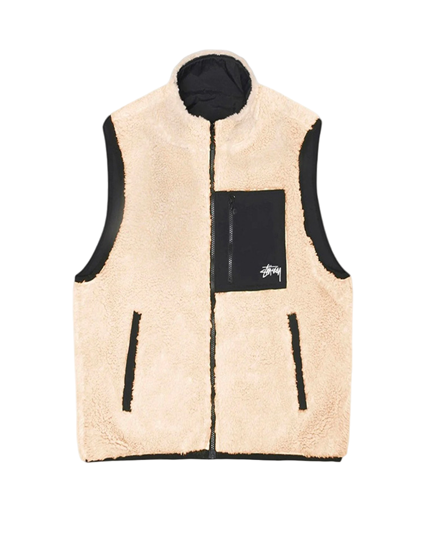 STUSSY Sherpa Reversible Vest Beige