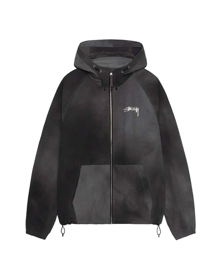 STUSSY Beach Shell Jacket Wave Dye Black