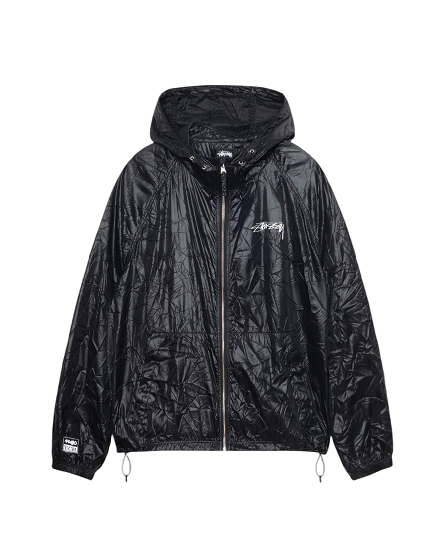 STUSSY Wrinkled Nylon Beach Shell Jacket Black