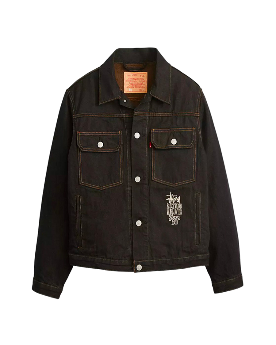 STUSSY & Levi's Crispy Rinse Trucker Jacket Black