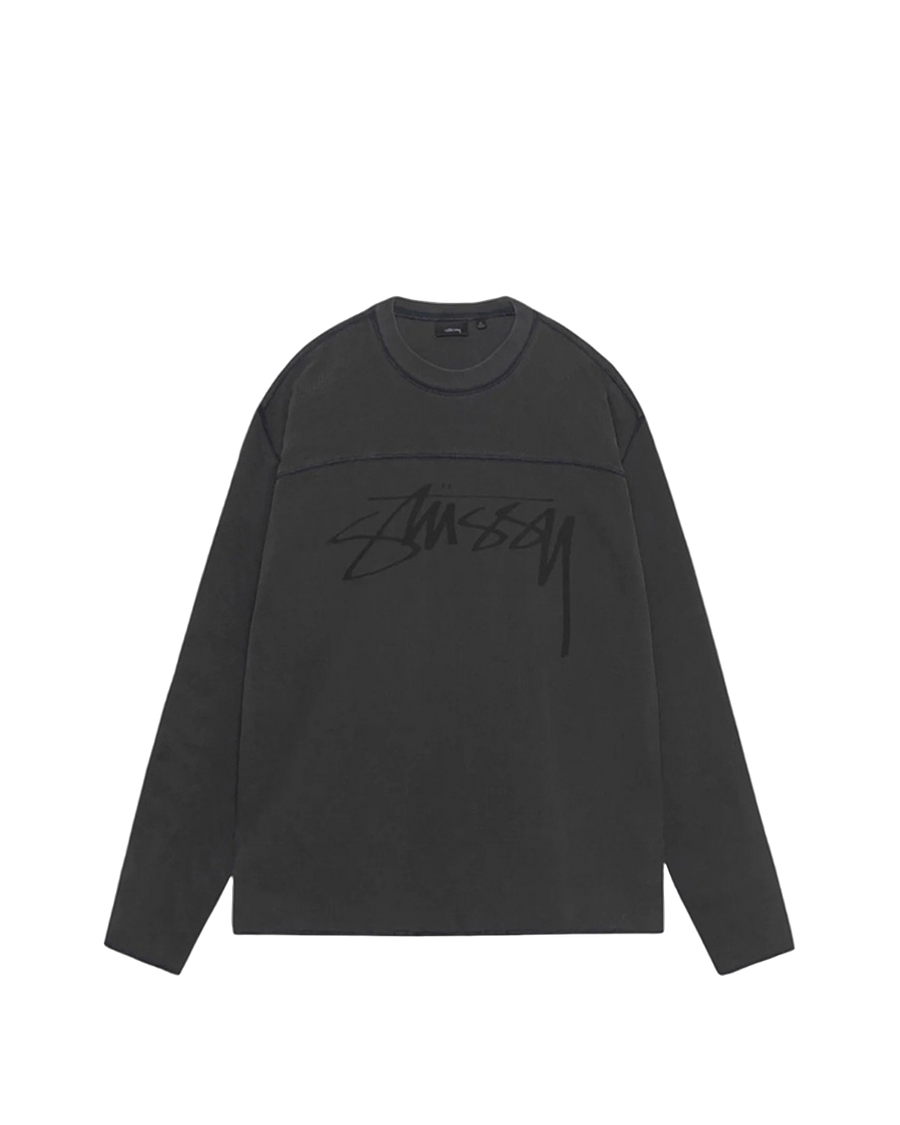 STUSSY Football Crew Pigment Dyed Washed Black