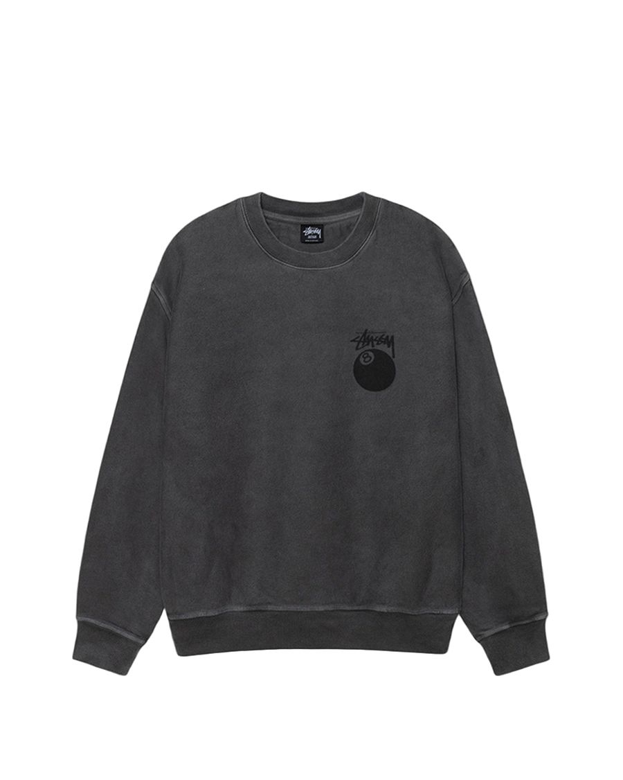 STUSSY 8 Ball Crew Pigment Dyed Washed Black