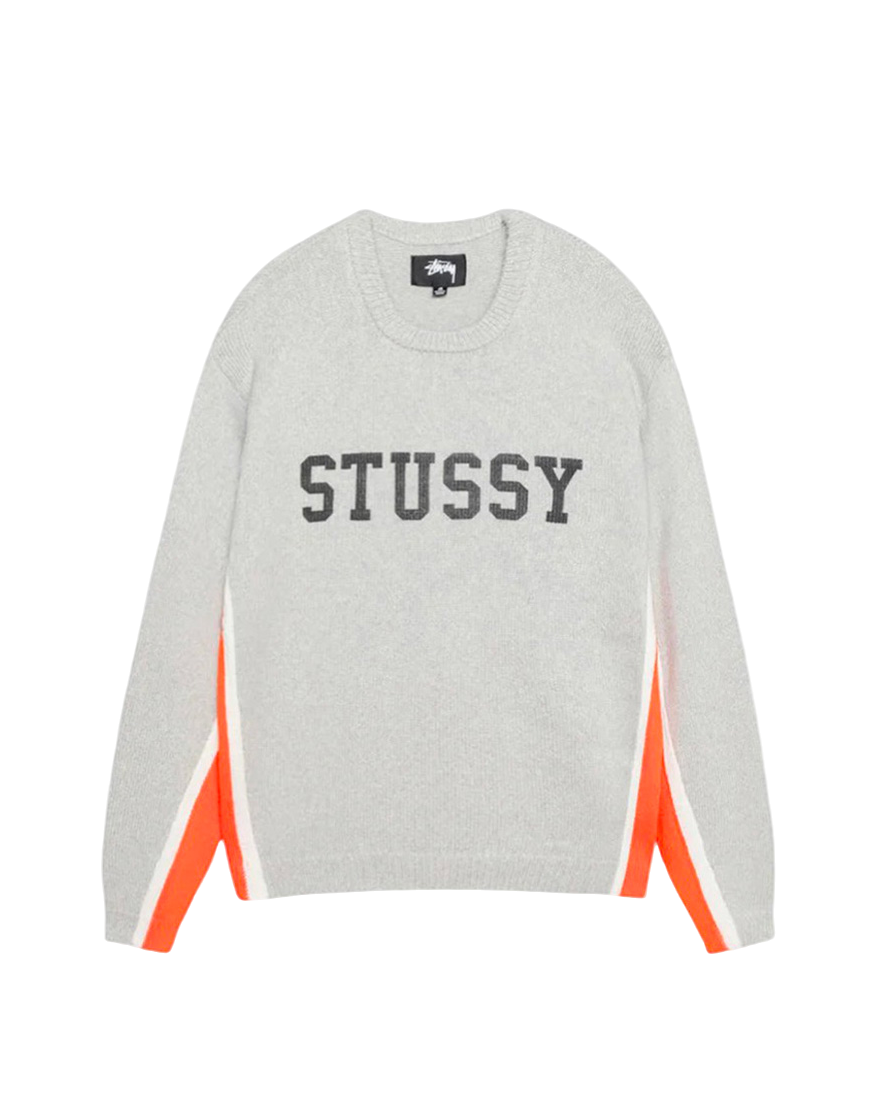 STUSSY Contrast Stripe Crew Heather