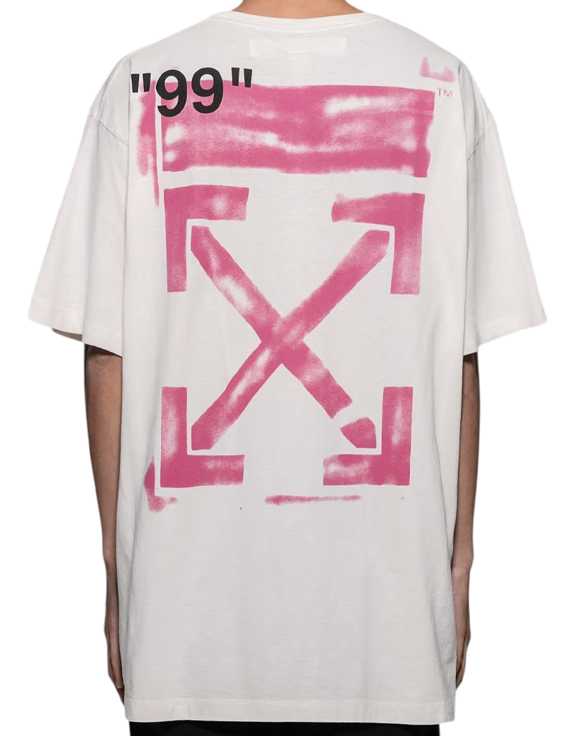 Off-White Pink Impressionism Stencil Arrows Oversized T-Shirt White