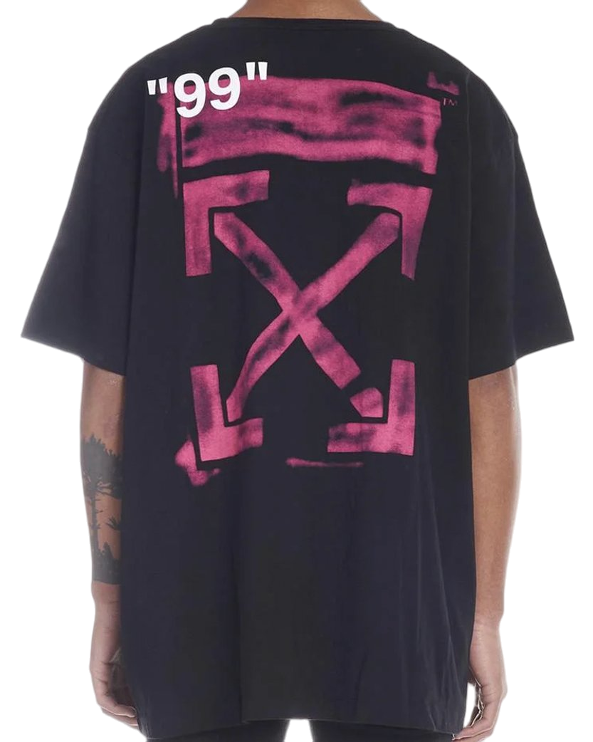 Off-White Pink Impressionism Stencil Arrows Oversized T-Shirt Black