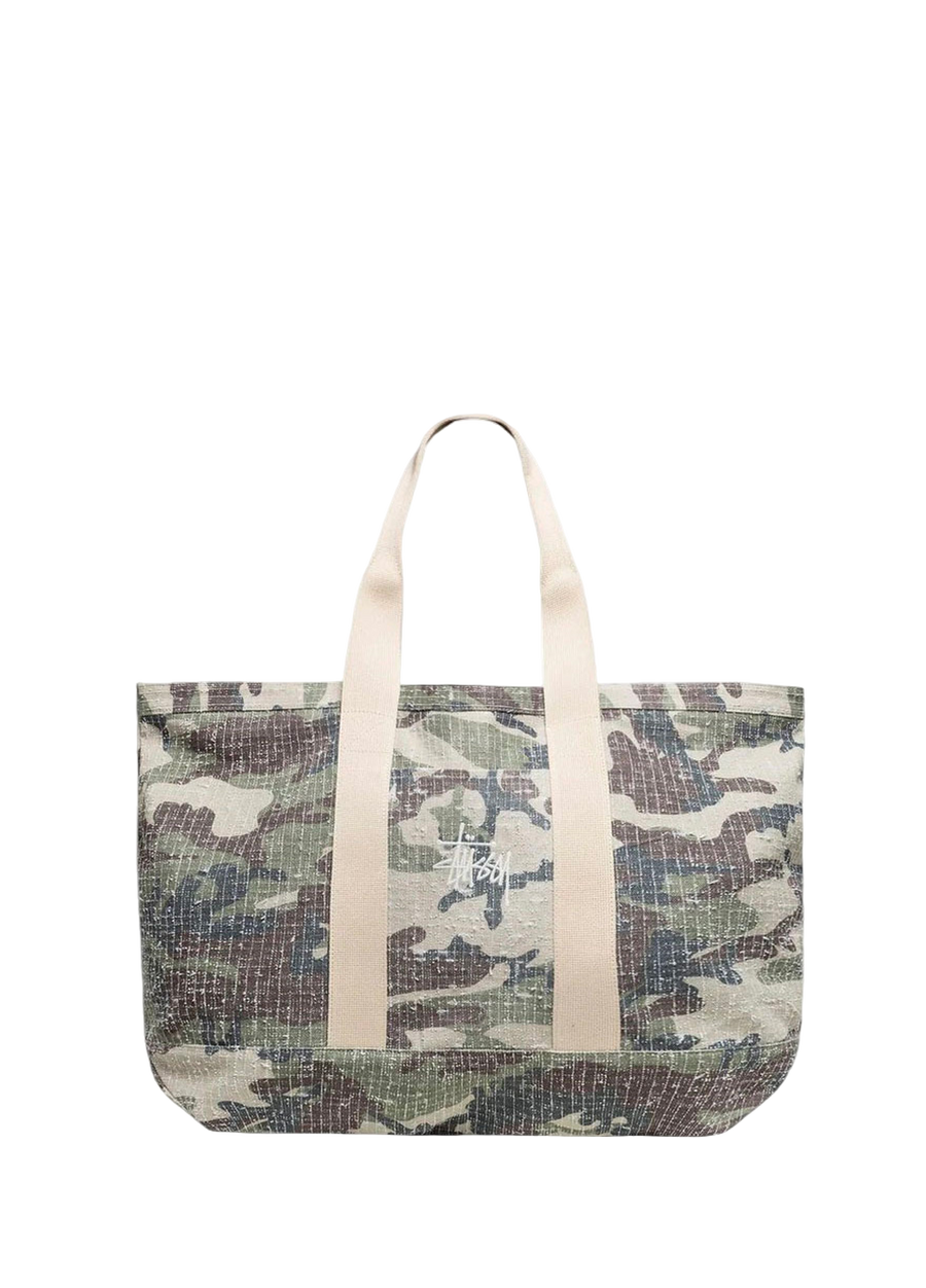 STUSSY Needle Punch XL Tote Bag Camo
