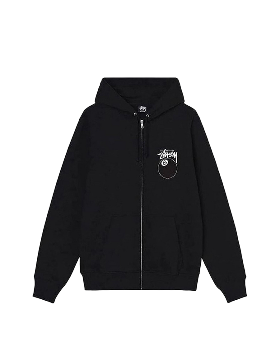 STUSSY Solid 8 Ball Zip Hoodie Black