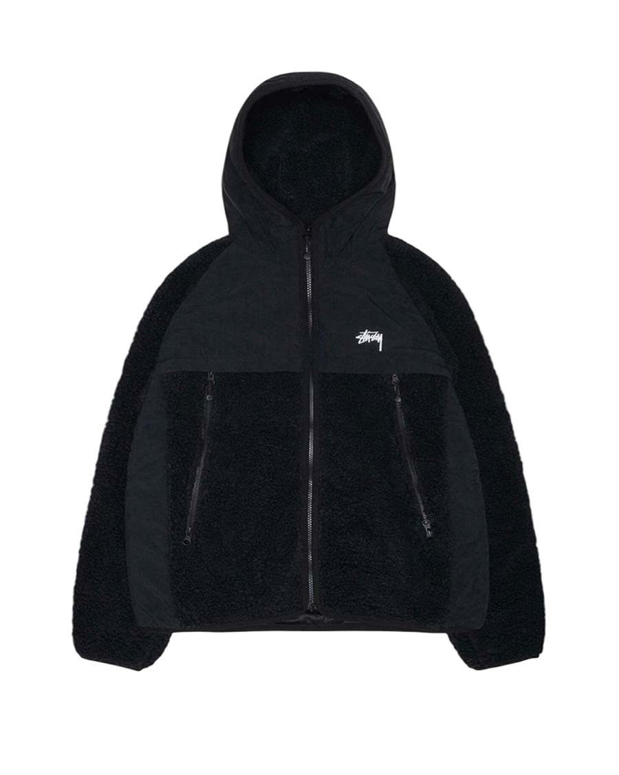 STUSSY Sherpa Paneled Hooded Jacket Black