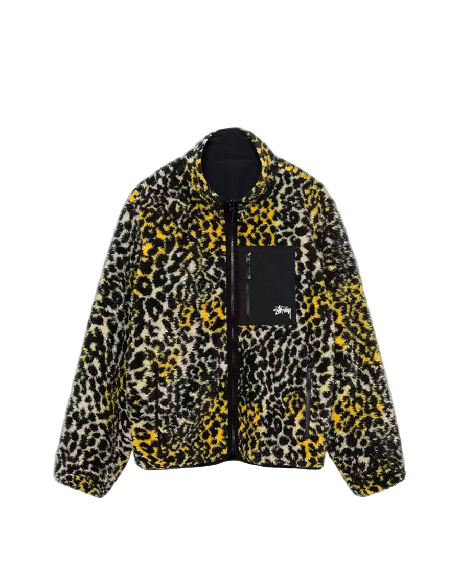 STUSSY Sherpa Reversible Jacket Yellow Leopard
