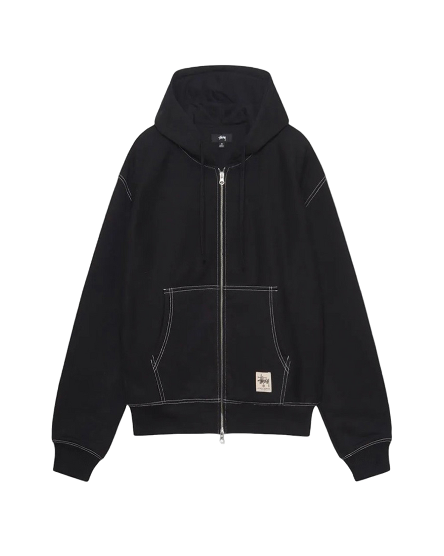 STUSSY Double Face Label Zip Hoodie Black
