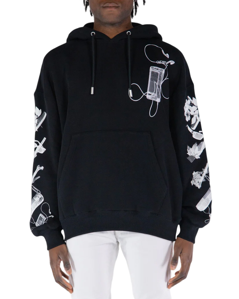 Off-White Scan Arrow Cotton Hoodie Black