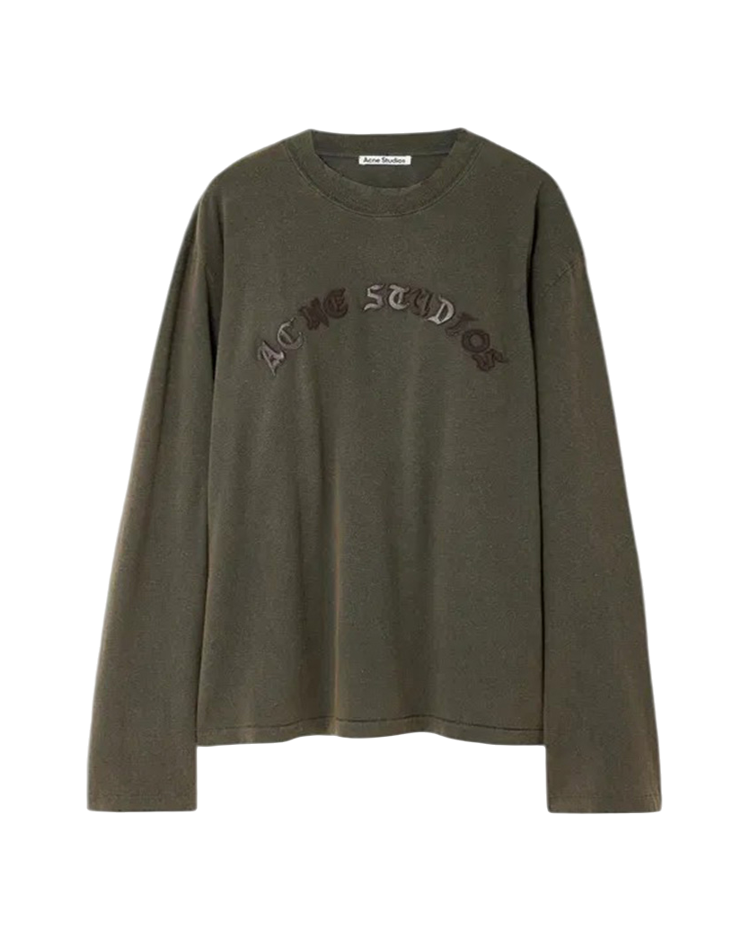 Acne Studios Distressed Appliqued Cotton-Jersey T-Shirt Grey