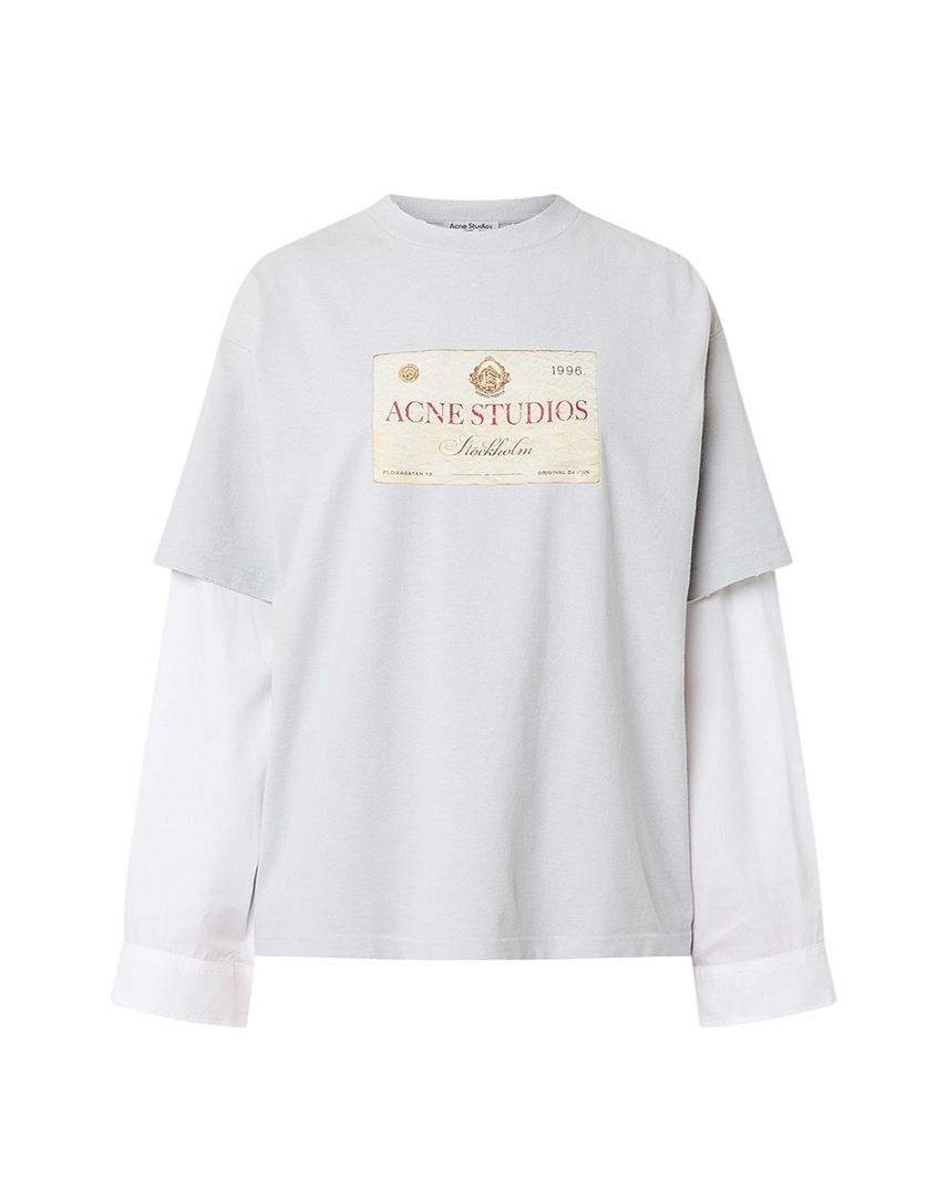 Acne Studios Edra Double U Champagne T-Shirt Light Grey