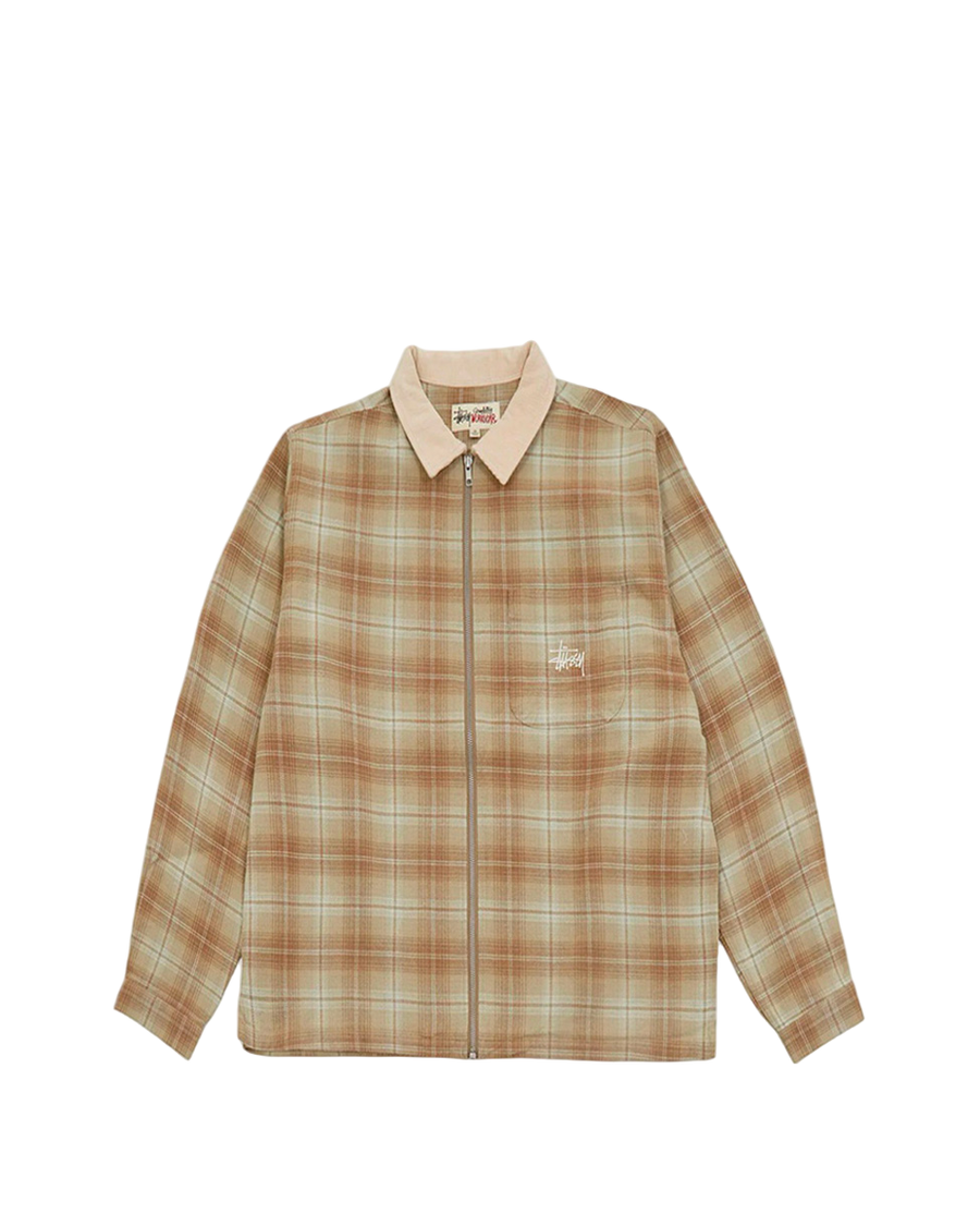 STUSSY Frank Plaid Zip Shirt Tan