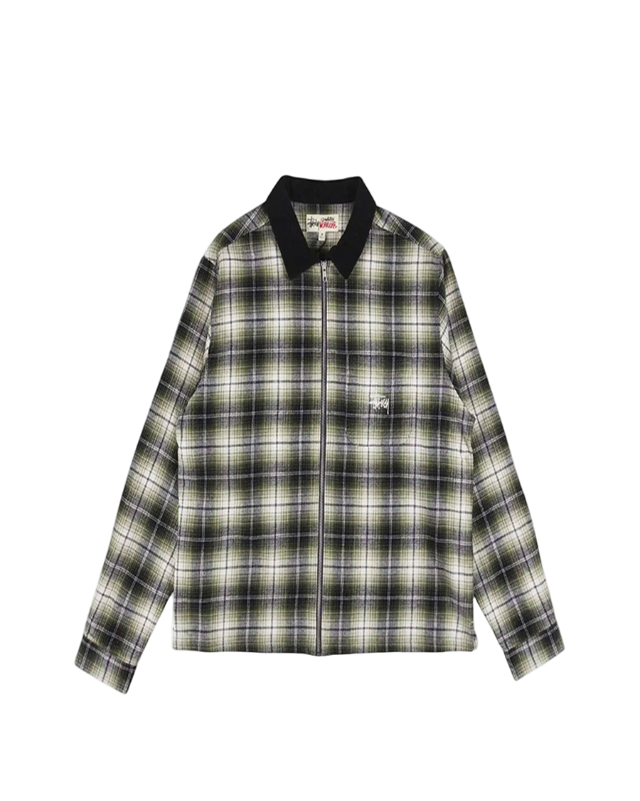 STUSSY Frank Plaid Zip Shirt Green
