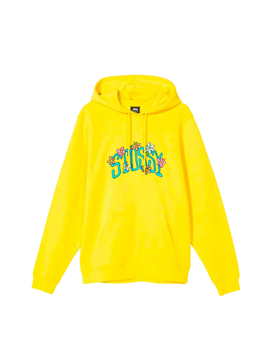 STUSSY Floral Hoodie Yellow