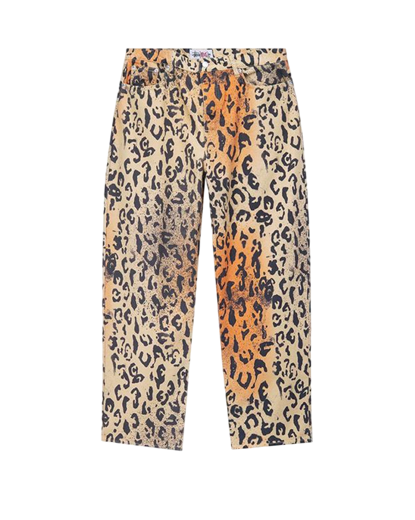 STUSSY Stencil Canvas Big Ol' Jeans Leopard