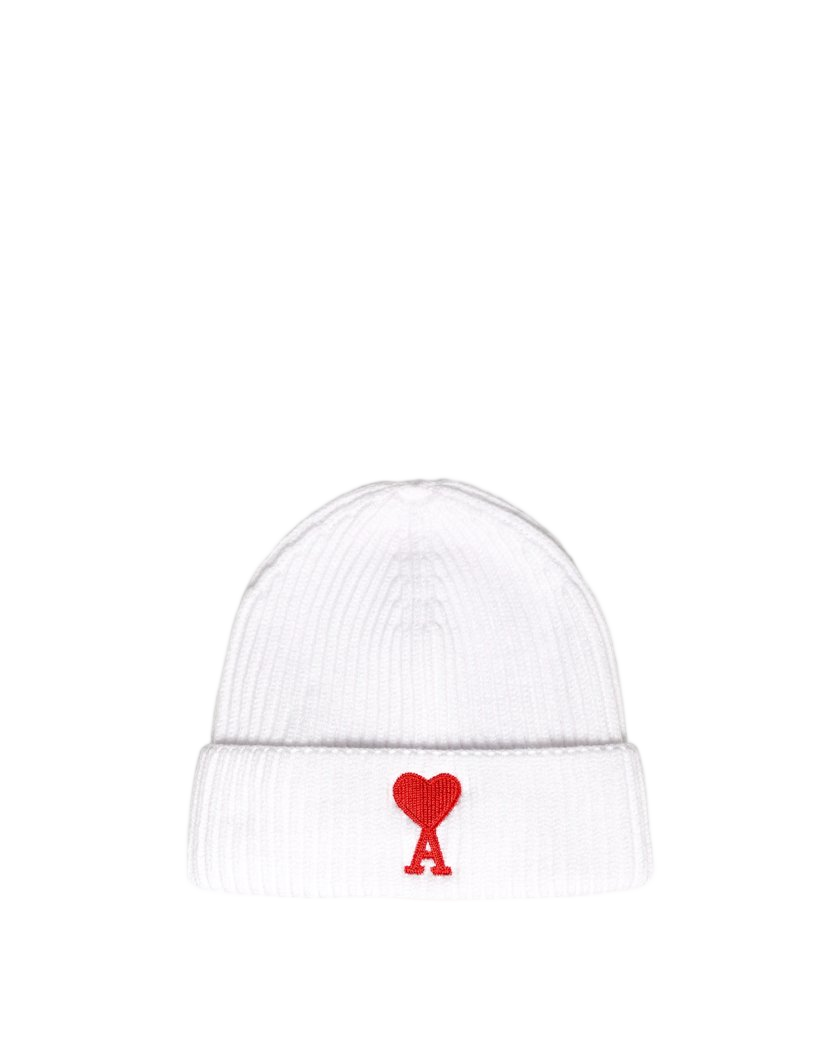 AMI Alexandre Mattiussi Ami de Coeur Patch Beanie White