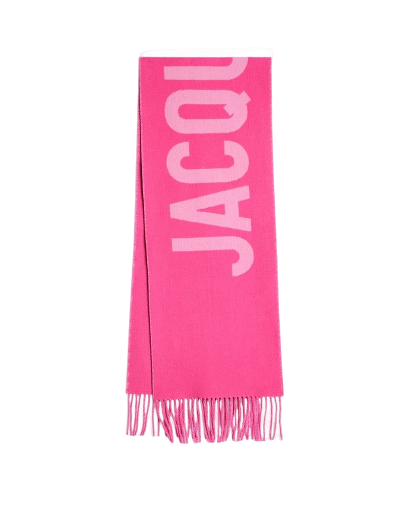 Jacquemus Logo Jacquard Fringed Edge Scarf Multi-Pink