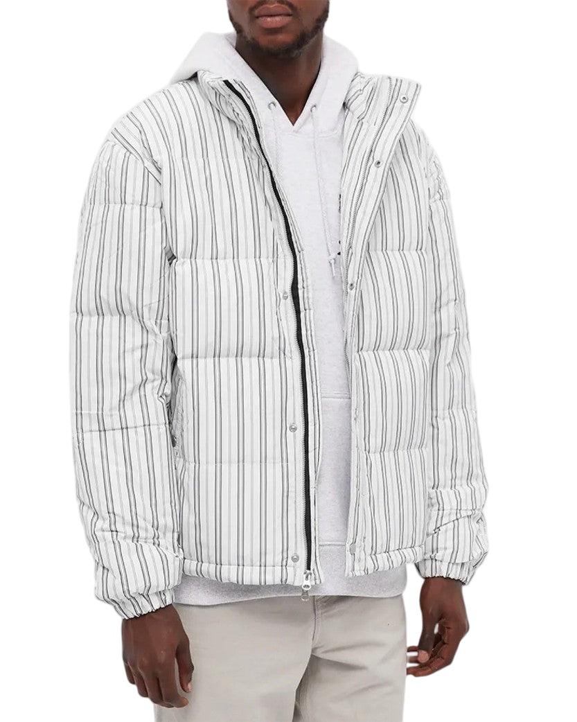 STUSSY STRIPE DOWN PUFFER JACKET BONE