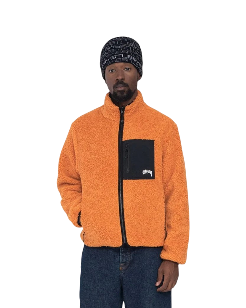 STUSSY 8 BALL SHERPA JACKET ORANGE