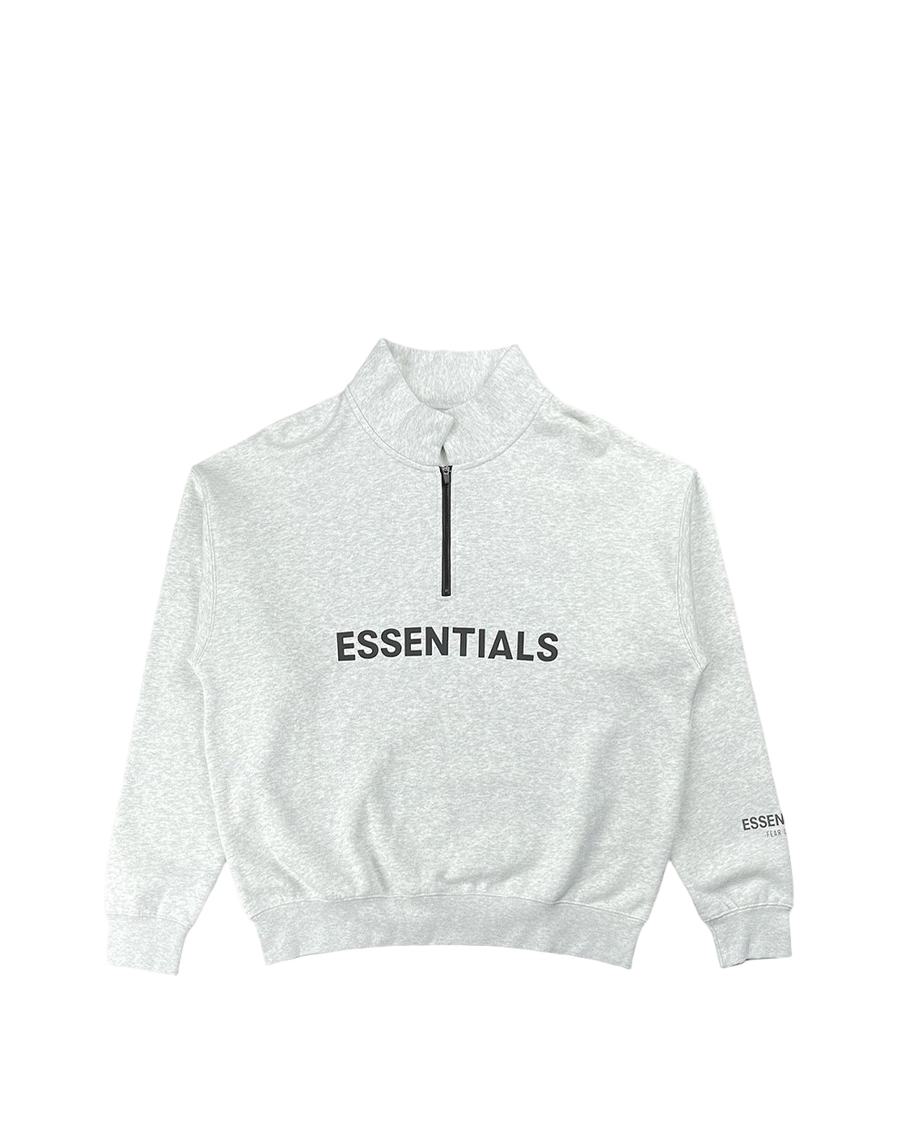 Fear Of God Essentials Front Logo Half Zip Sweat Light Grey