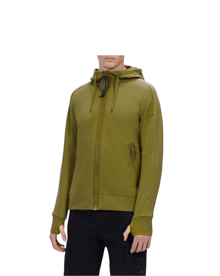 C.P. Company Diagonal Raised Zip Goggle Hoodie Moss Green