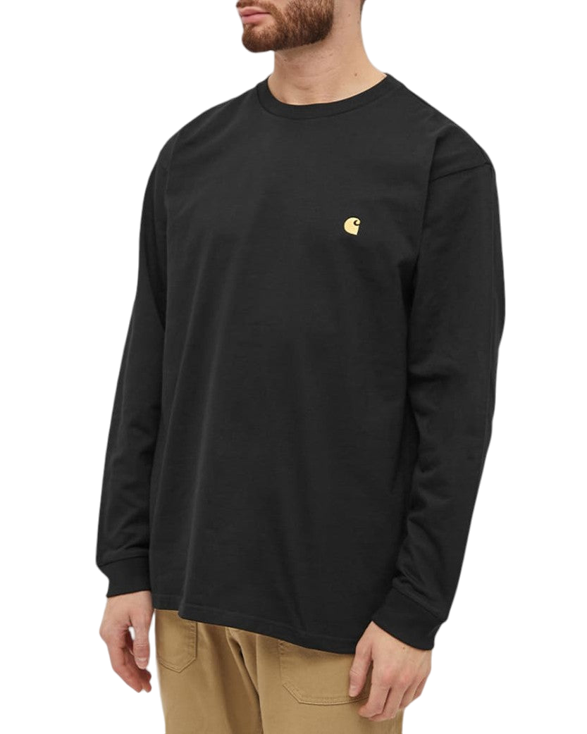 Carhartt WIP Chase Golden Logo Long Sleeve Black