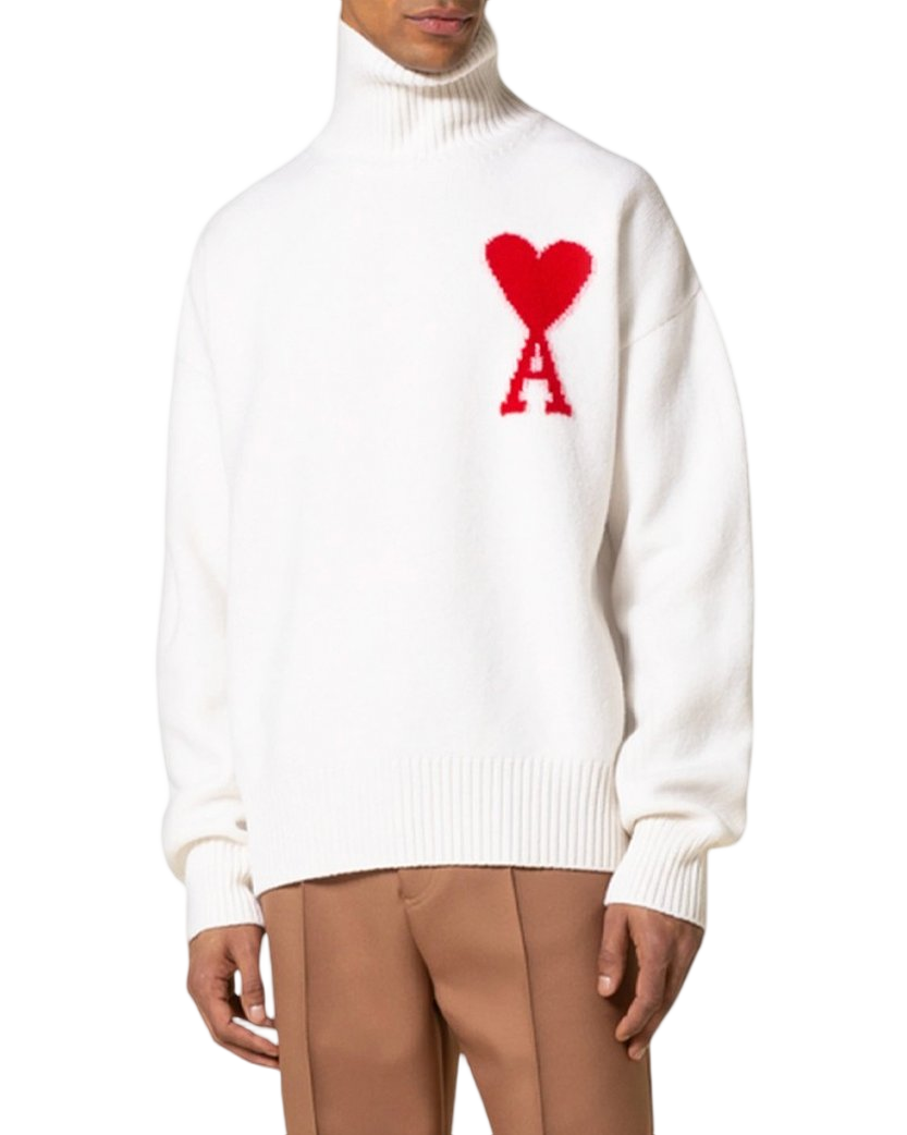 AMI Paris Ami de Coeur jumper White