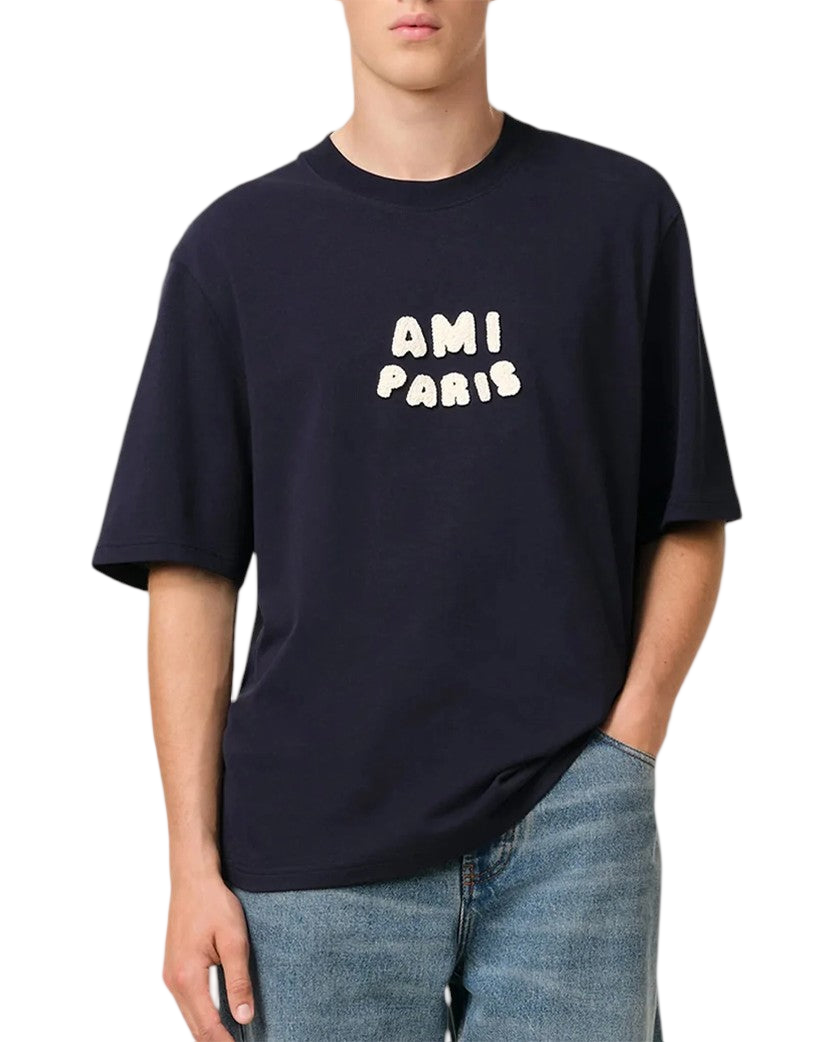 AMI Paris Patch T-Shirt Navy Blue