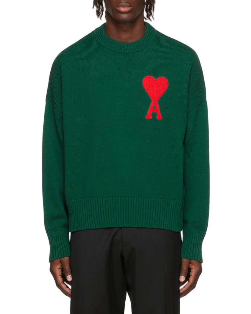 AMI Paris Ami De Coeur Crew-Neck Jumper Green