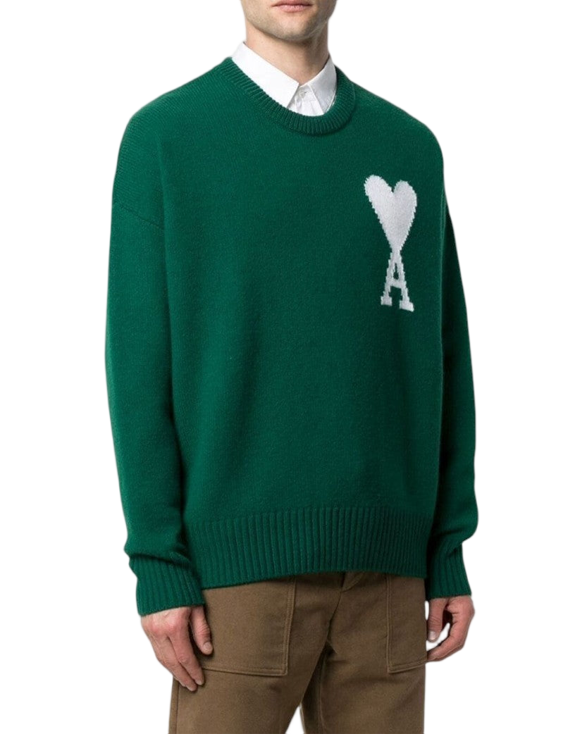 AMI Paris Ami De Coeur Oversize Sweater Green