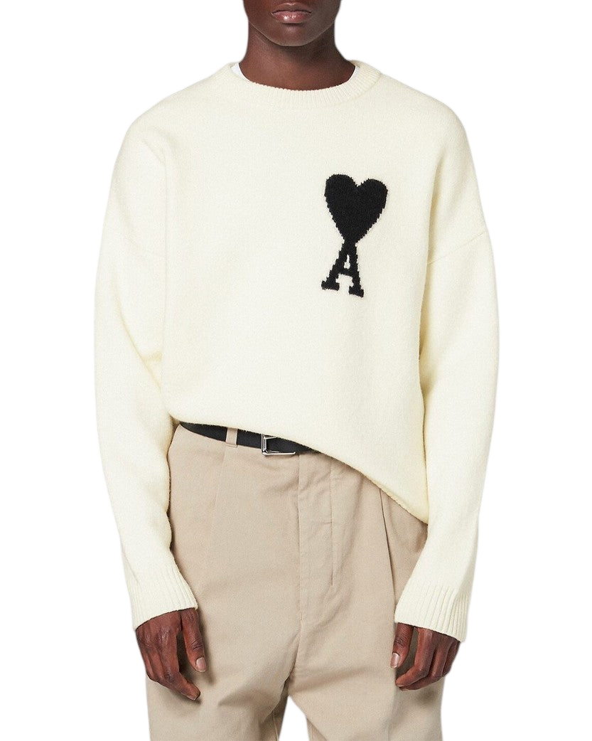 AMI Paris Ami De Coeur Oversize Sweater Off White