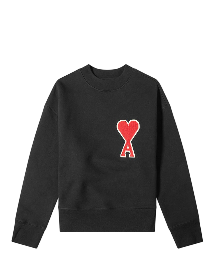 AMI Paris oversize Ami de Coeur patch sweatshirt Black Red Heart