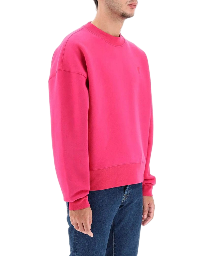 AMI Paris Oversized Cotton Fleece Sweatshirt Fuchsia