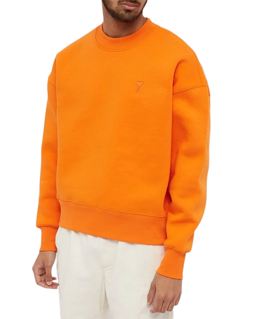 AMI Paris Oversized Cotton Fleece Sweatshirt Orange