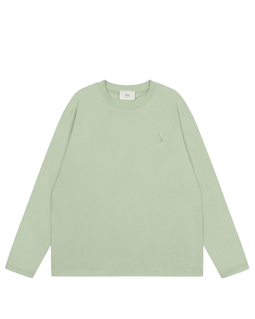 AMI Paris Ami De Coeur Tonal Small Heart Long Sleeve Light Green