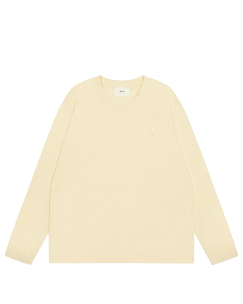 AMI Paris Ami De Coeur Tonal Small Heart Long Sleeve Yellow