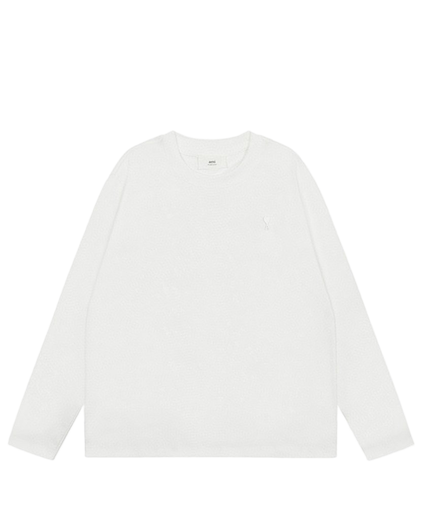 AMI Paris Ami De Coeur Tonal Small Heart Long Sleeve White