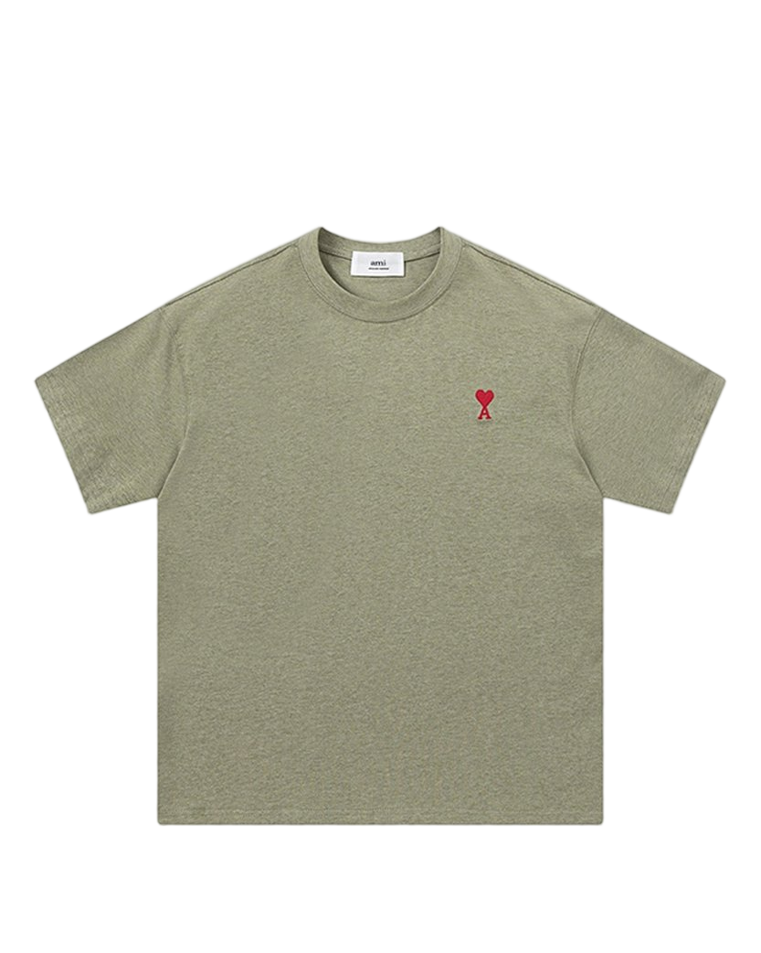 AMI Paris Ami De Coeur Small Logo T-Shirt Heather Green