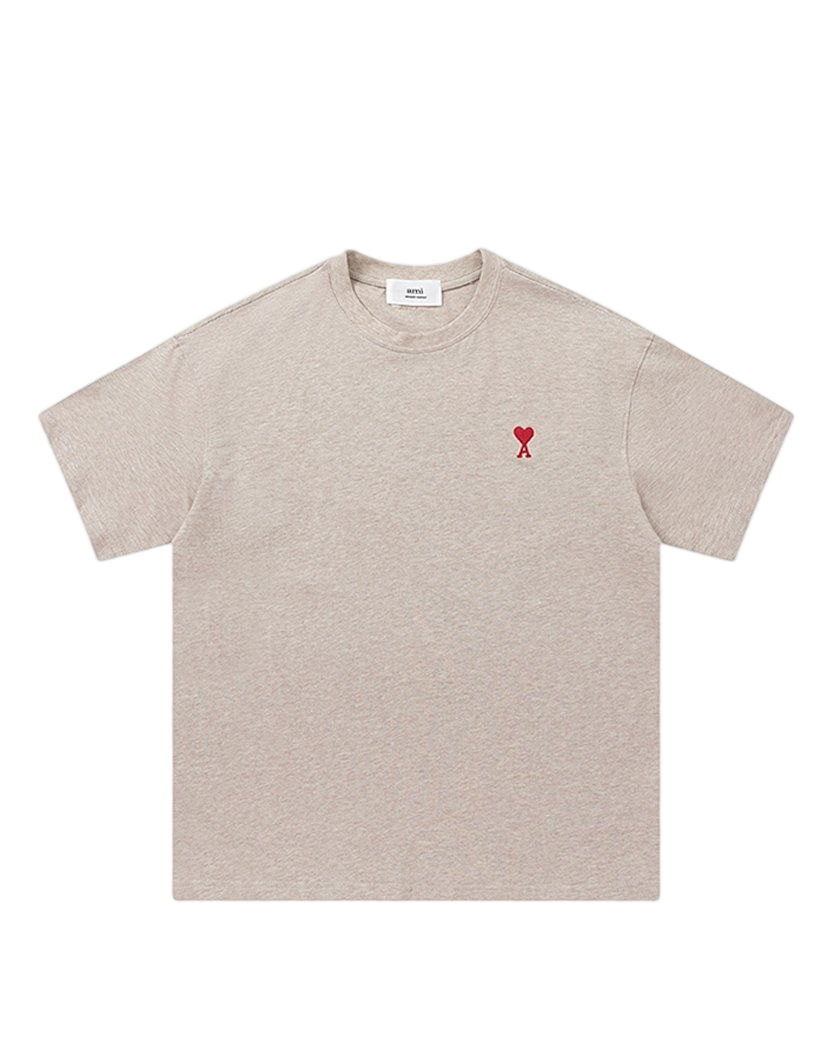AMI Paris Ami De Coeur Small Logo T-Shirt Heather Beige