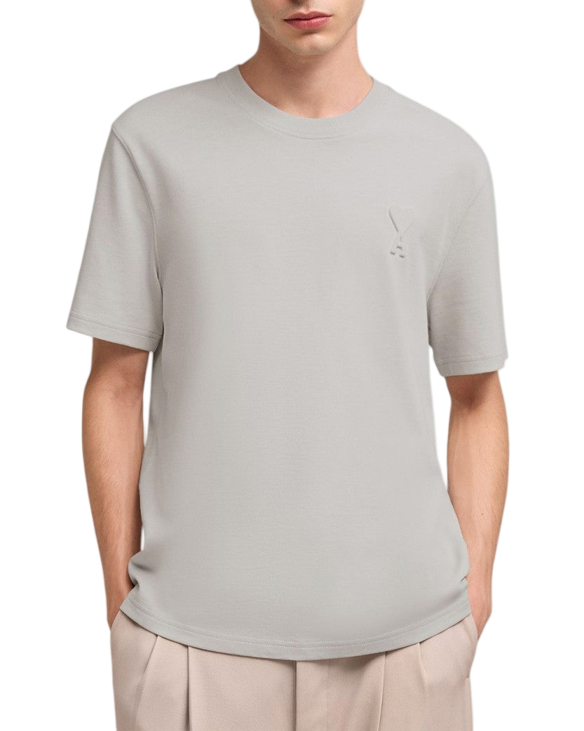 AMI Paris Ami De Coeur Embossed Heart T-Shirt Grey