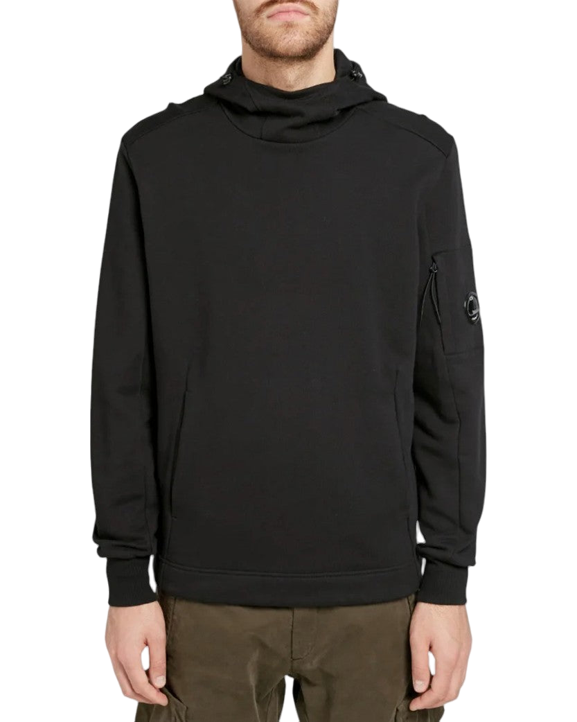 C.P. Company Light Fleece Arm Lens Popover Hoody Washed Black