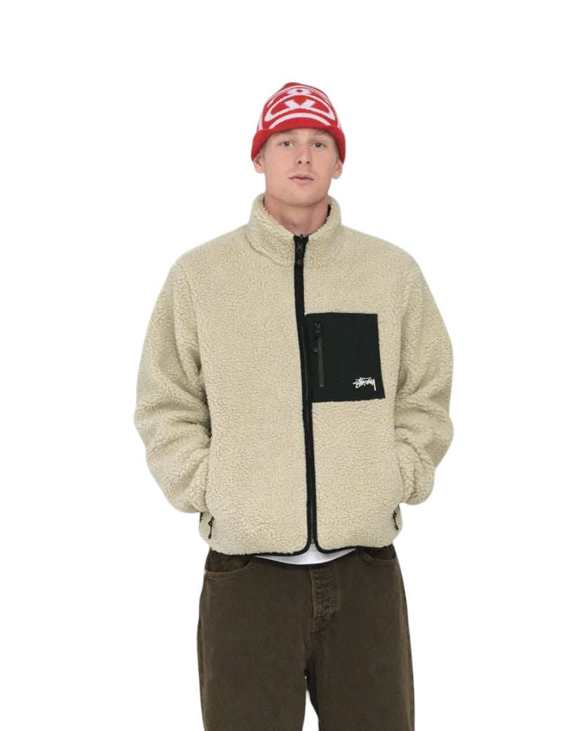 STUSSY 8 BALL SHERPA JACKET NATURAL