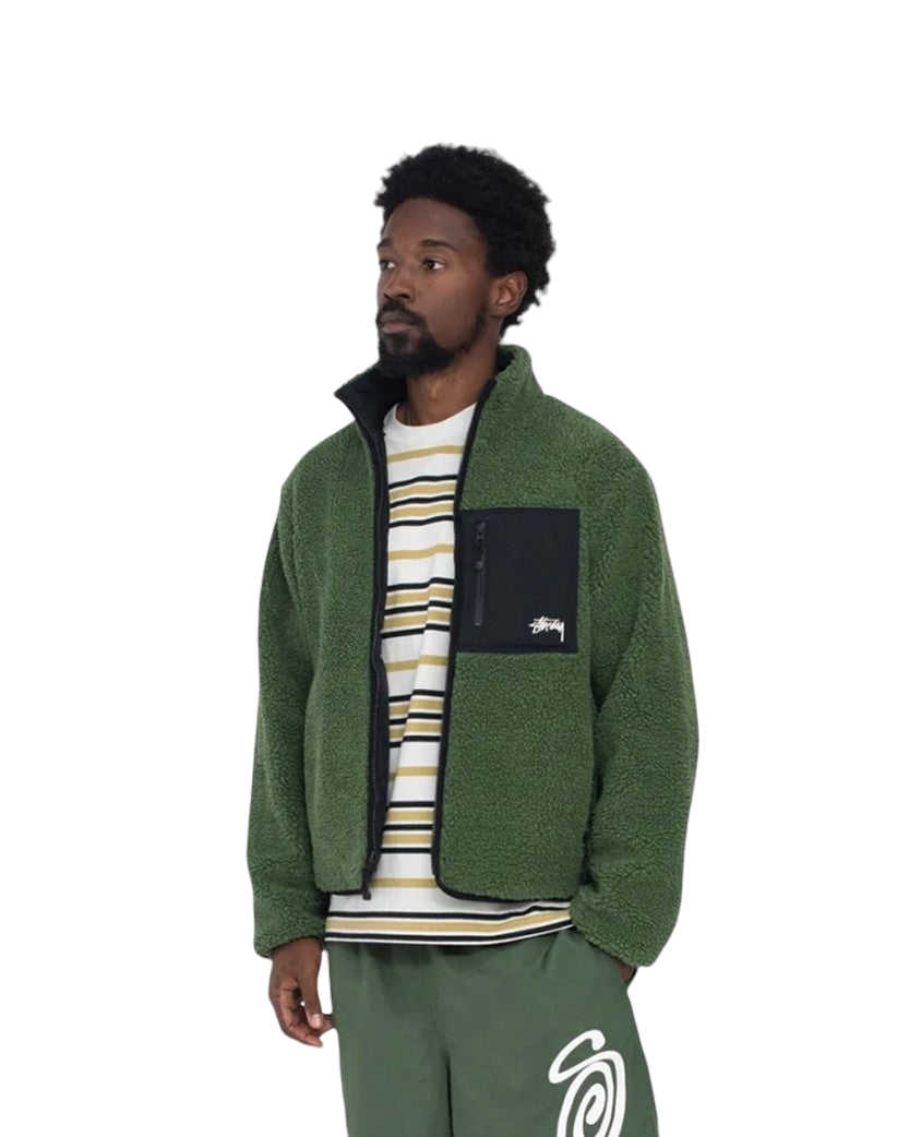 STUSSY 8 BALL SHERPA JACKET GREEN