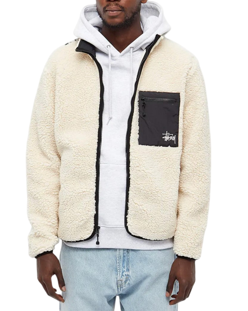 STUSSY VENUS JACQUARD SHERPA JACKET NATURAL